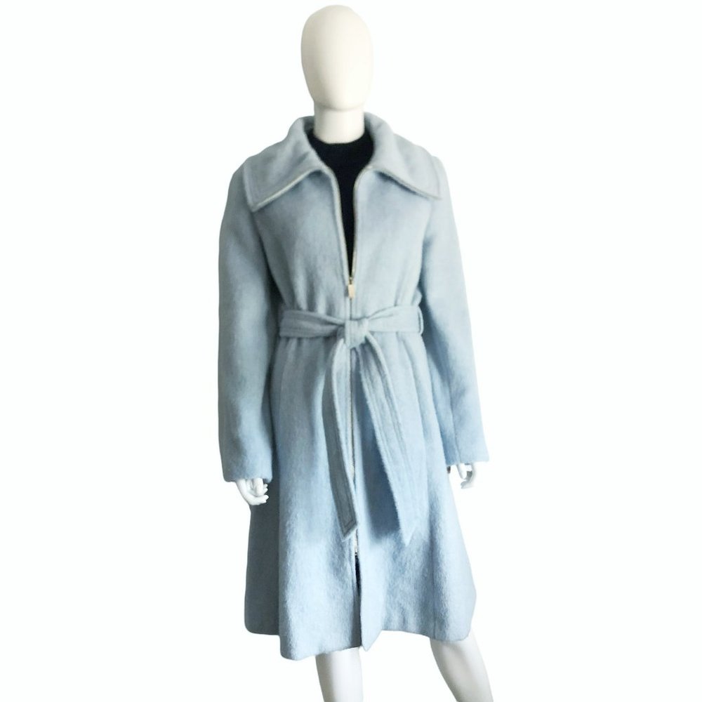 Eliza J Light Blue Wool Belted Coat